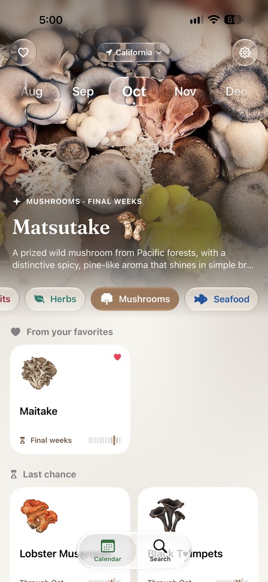 Peach & Pea: Mushroom calendar featuring matsutake