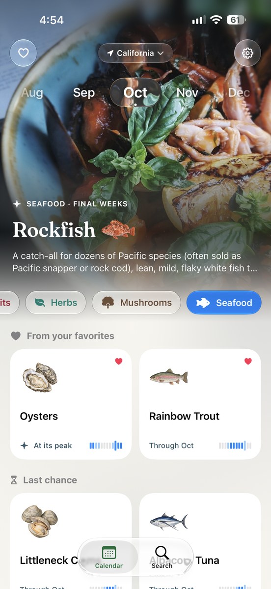 Peach & Pea: Seafood calendar featuring rockfish